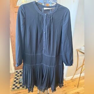 Tory Burch Navy Blue Pleated Dress